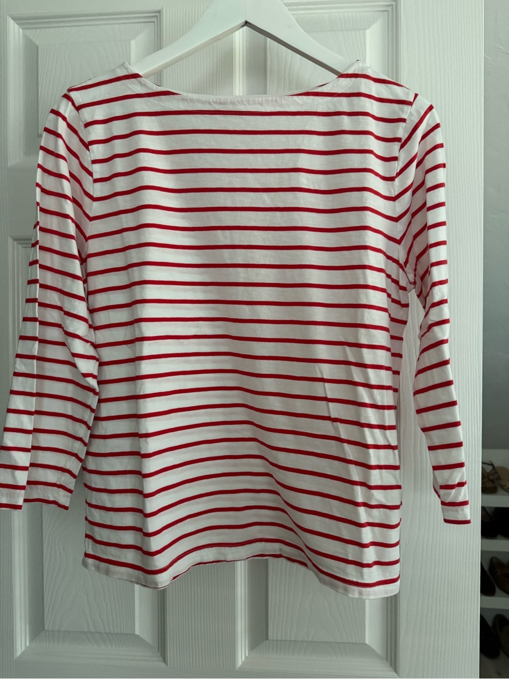 J Crew Factory red/ white stripe Breton L/S Tee size M - Picture 2 of 6